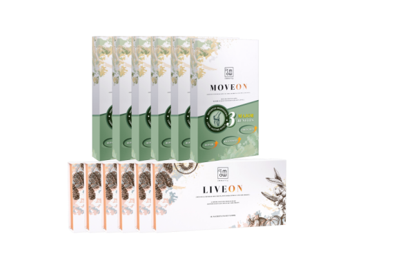 Six boxes of MoveOn and six boxes of LiveOn